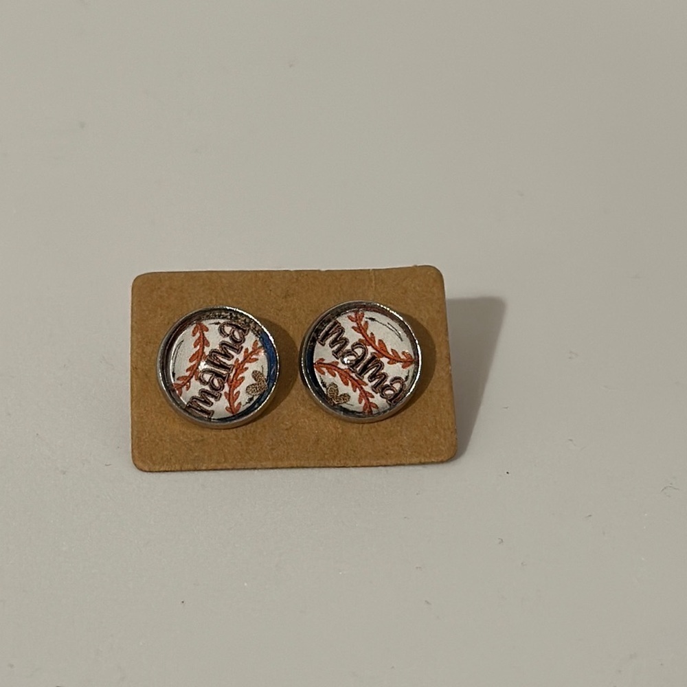 5/$20 baseball‎ mama stud earrings